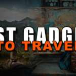 an image of merged tourism background and a text on it Best Gadgets To Travel