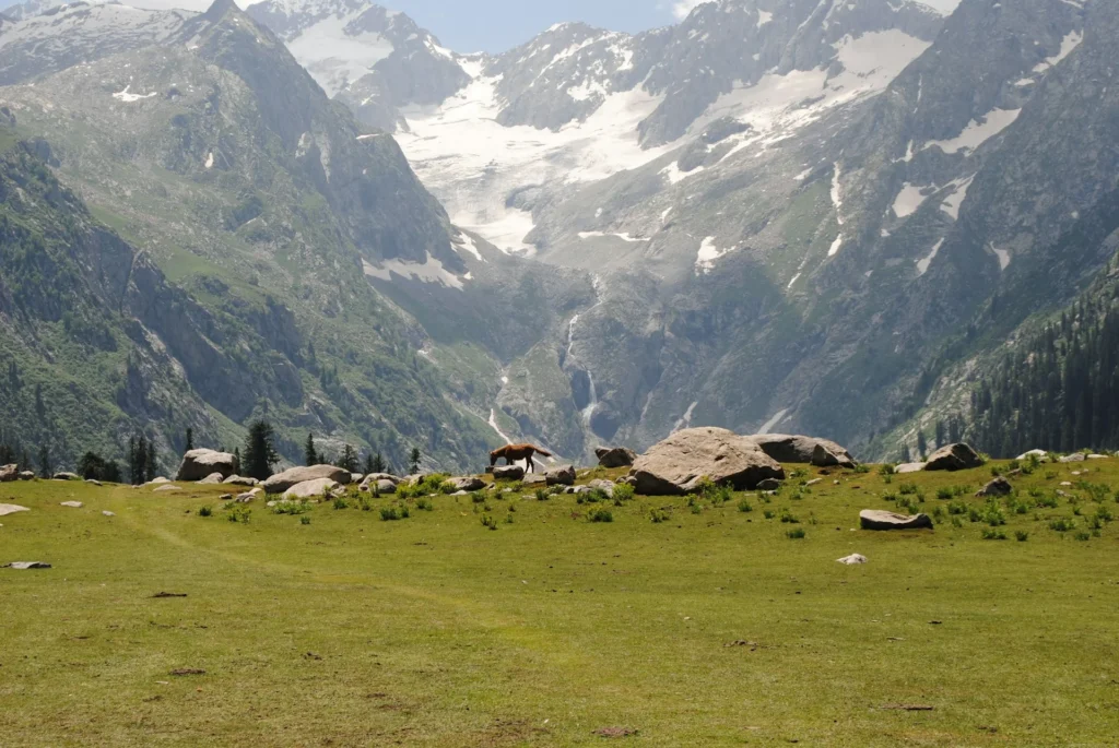 an image of views of snowy mountains from another mountain